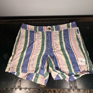 Old Navy Shorts Womens 10 Pink Nautical Flag Linen Everday Day Shortie Beach NWT
